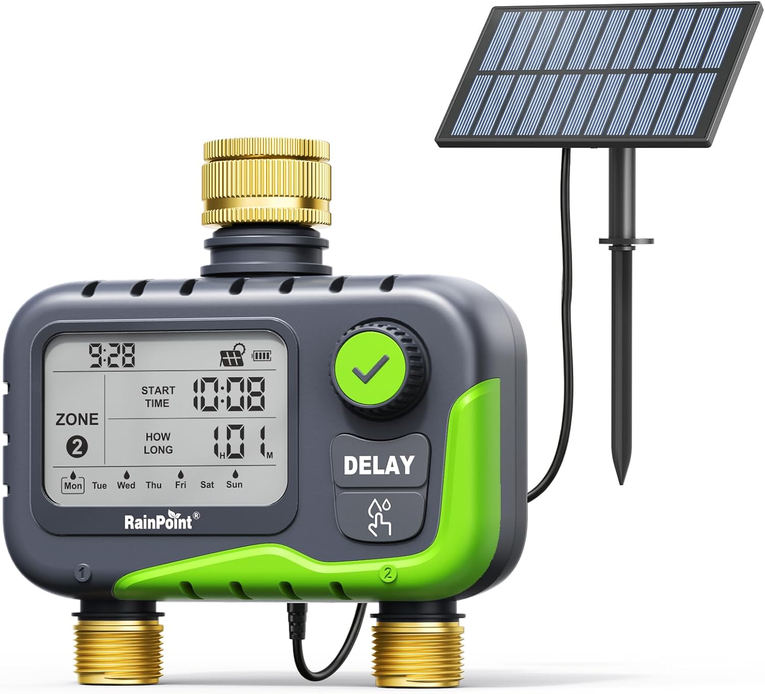 Detalle de RAINPOINT centralina irrigazione 2 vie solare con ampio display LCD – IP65
