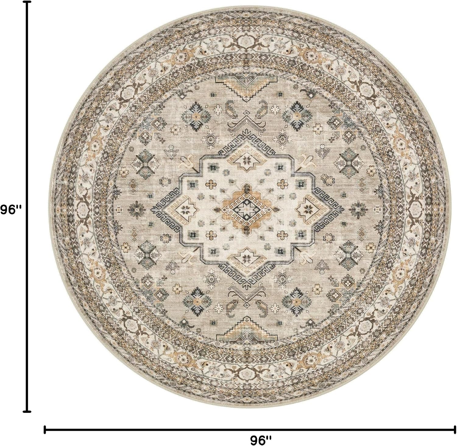 Thumbnail 1 de 8ft Round Vintage Area Rug 8x8