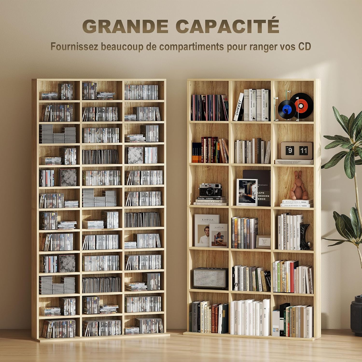 Detalle 2 de HOMCOM étagère CD DVD chêne 195 cm