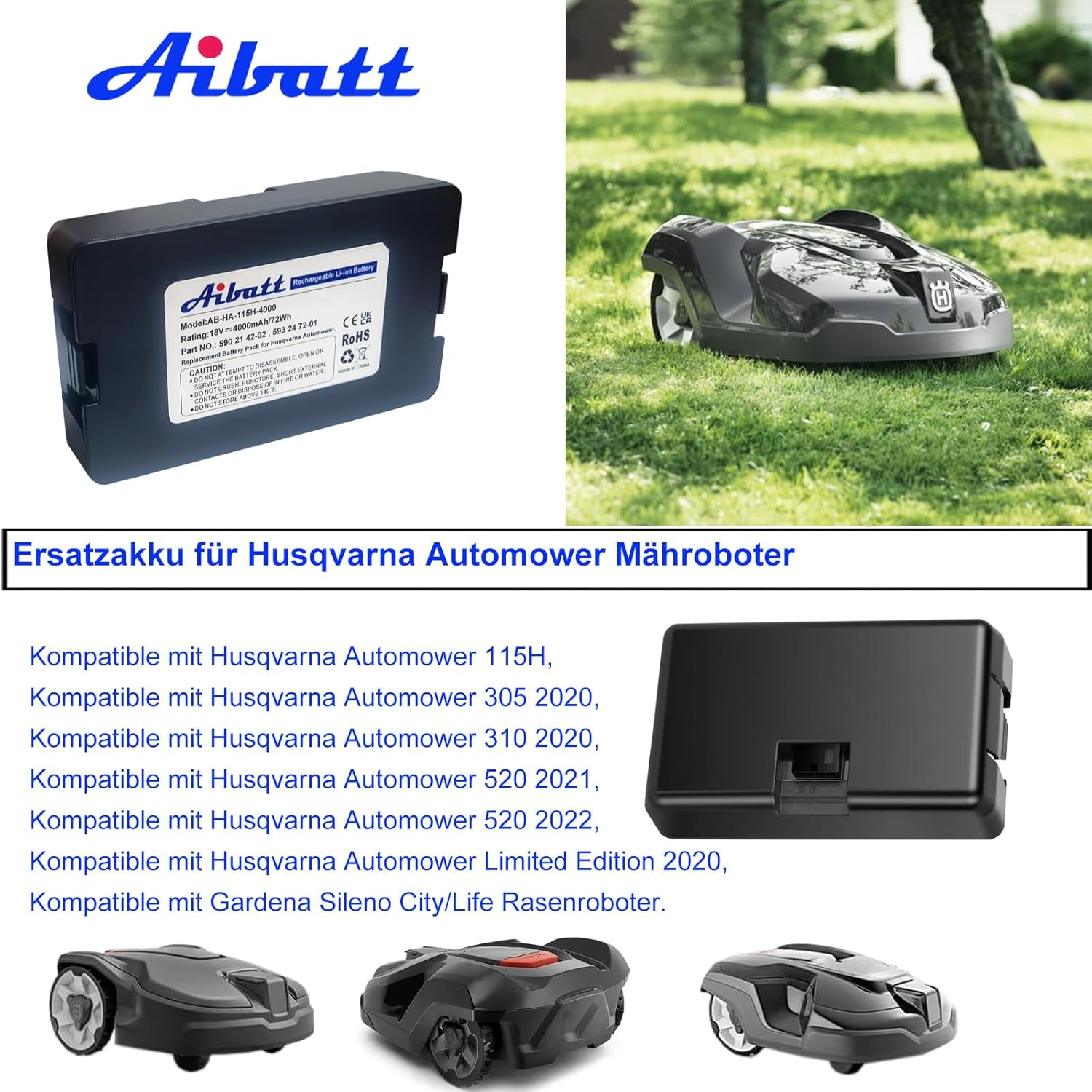 Thumbnail 2 de Aibatt 18V 4000mAh Mähroboter Akku