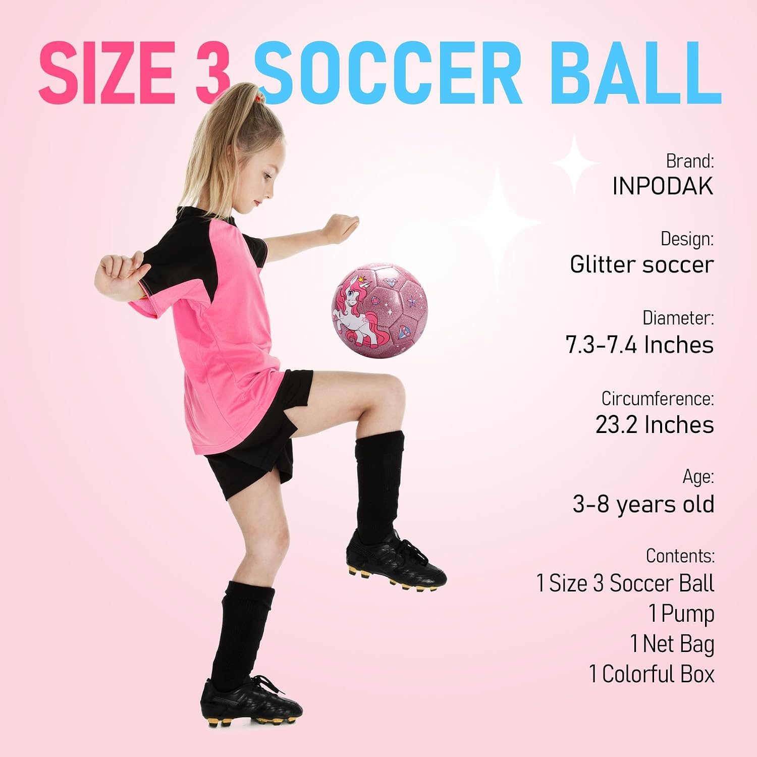 Detalle de U&C Planet Size 3 Football Toddlers Unicorn Football with Pump (Aged 3–8)