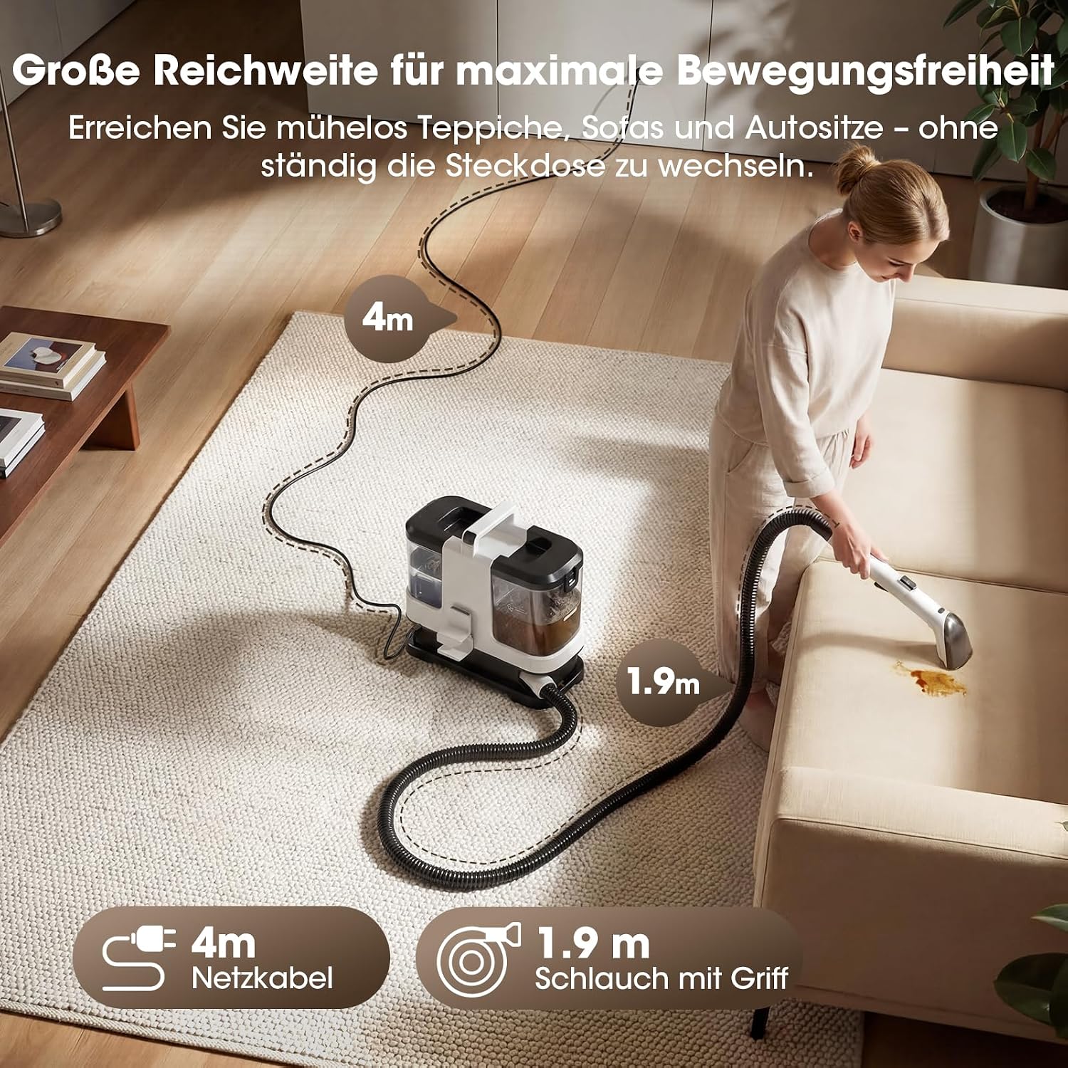 Thumbnail 6 de Lubluelu Nasssauger Polsterreiniger 600 W – kompakter Tiefenreiniger für Teppiche, Polster & Auto