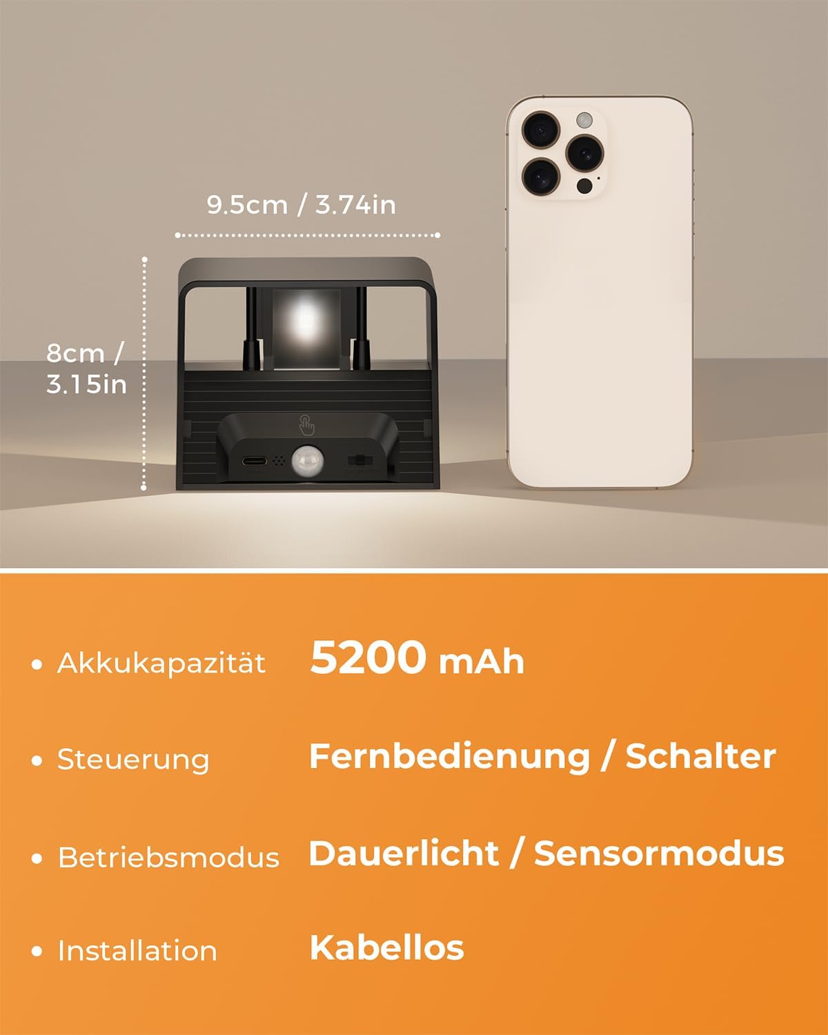 Thumbnail 2 de VIWAVE 2er Set Akku-Wandleuchte innen mit Bewegungsmelder, Fernbedienung & 3 Farbtemperaturen (dimmbar)