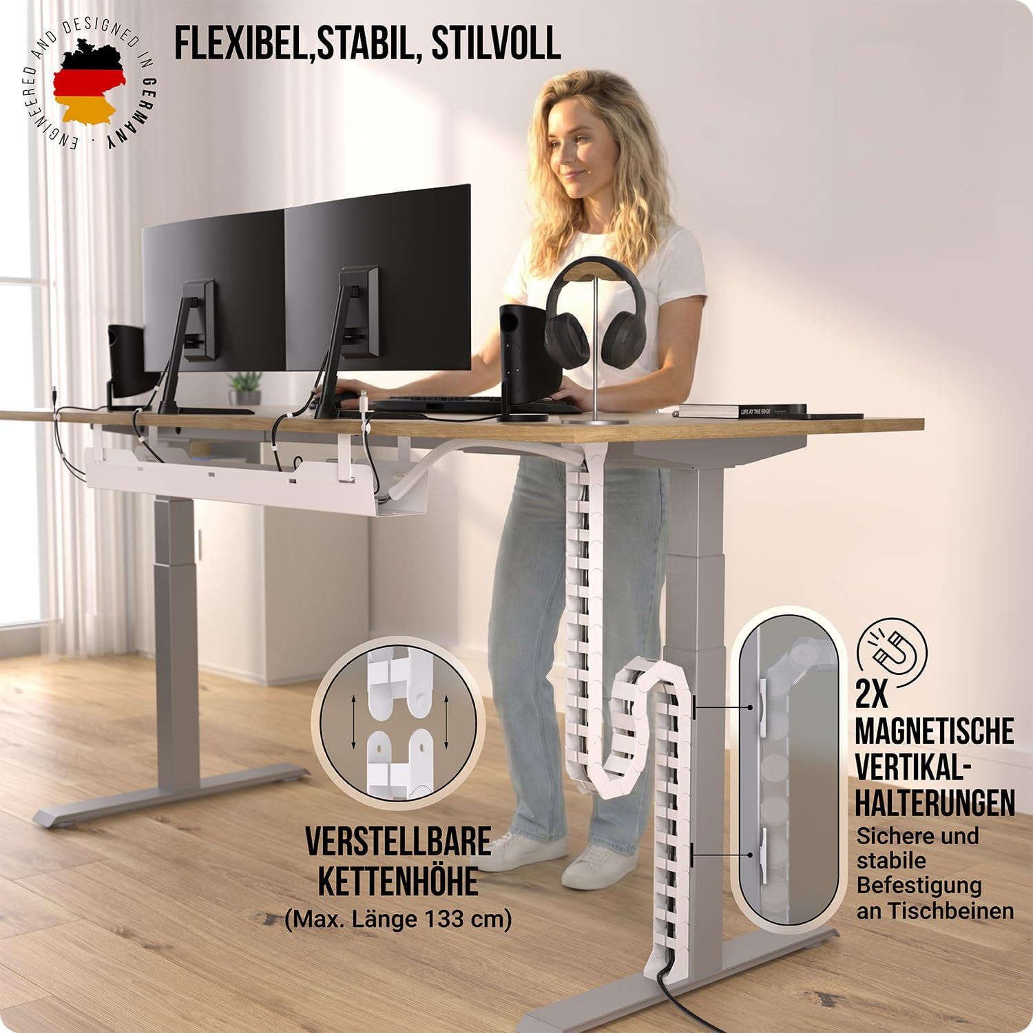 Thumbnail 1 de Kabelführung Schreibtisch Flexible Kabelkanal Weiß