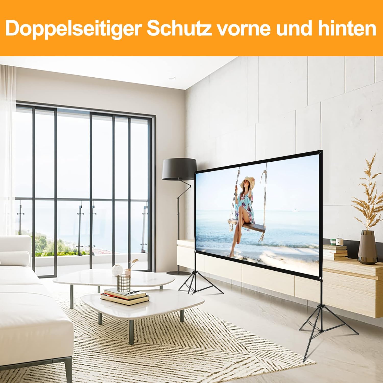 Thumbnail 5 de VISULAPEX 100" Leinwand für Beamer (HD/4K), Stativ-Leinwand mit 160° Betrachtungswinkel