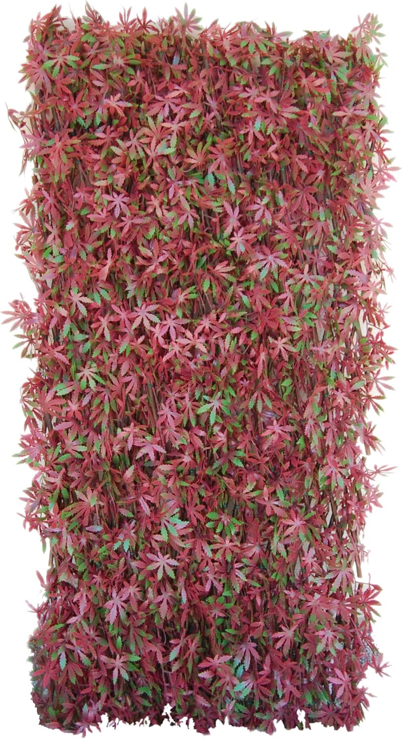 Detalle 2 de TENAX Siepe Artificiale Divy 3D X-Tens con supporto estensibile in salice, 1x2 m Rosso/Verde