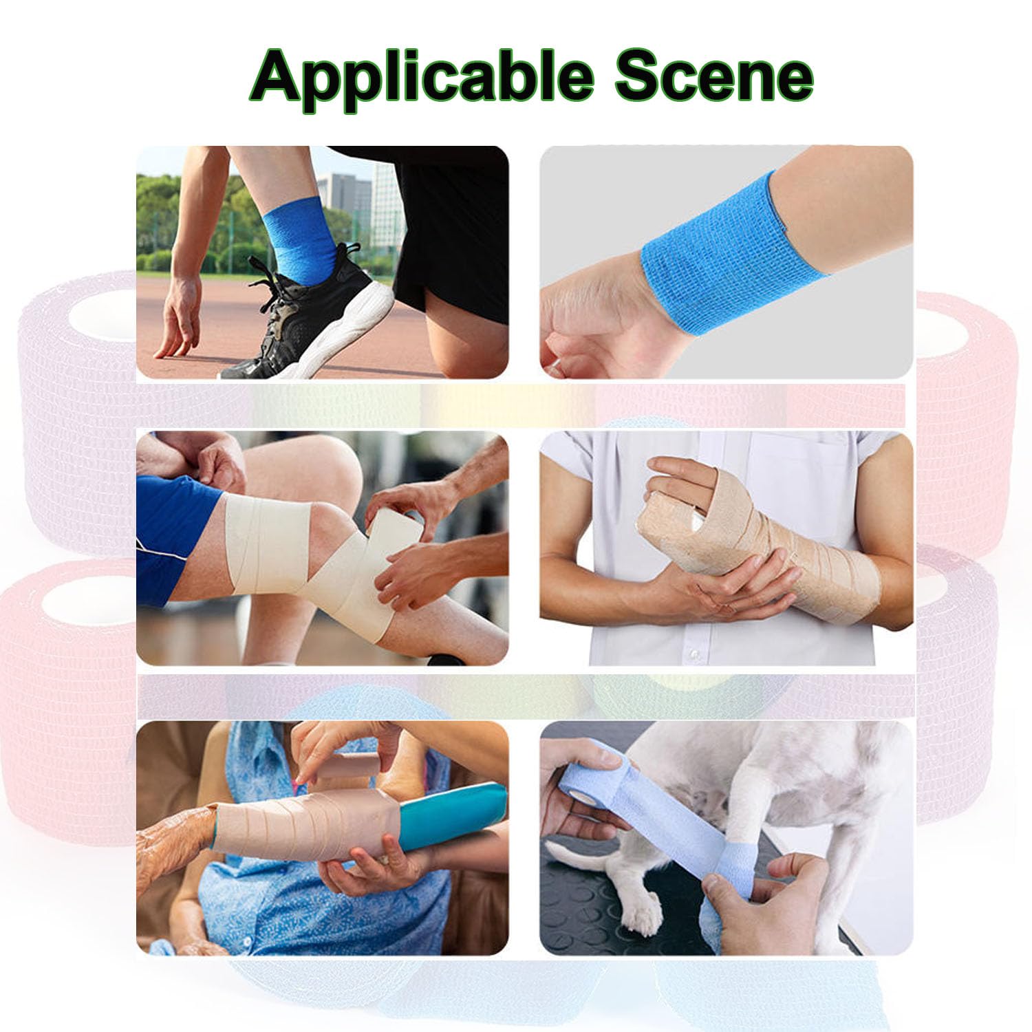 Thumbnail 5 de ANAMPION 8 Rolls Self-Adhesive Football Sock Tape 5cm x 4.5m (Flesh Coloured) – Elastic Cohesive Bandage Wrap