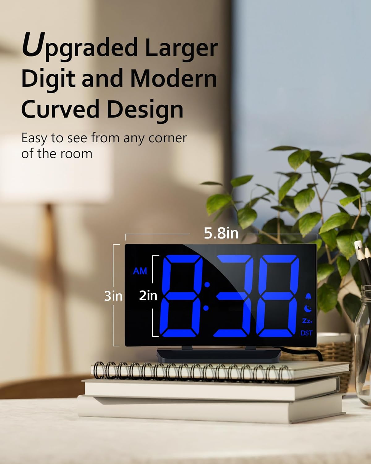 Thumbnail 1 de GOLOZA Digital Alarm Clock for Bedrooms with Curved Design