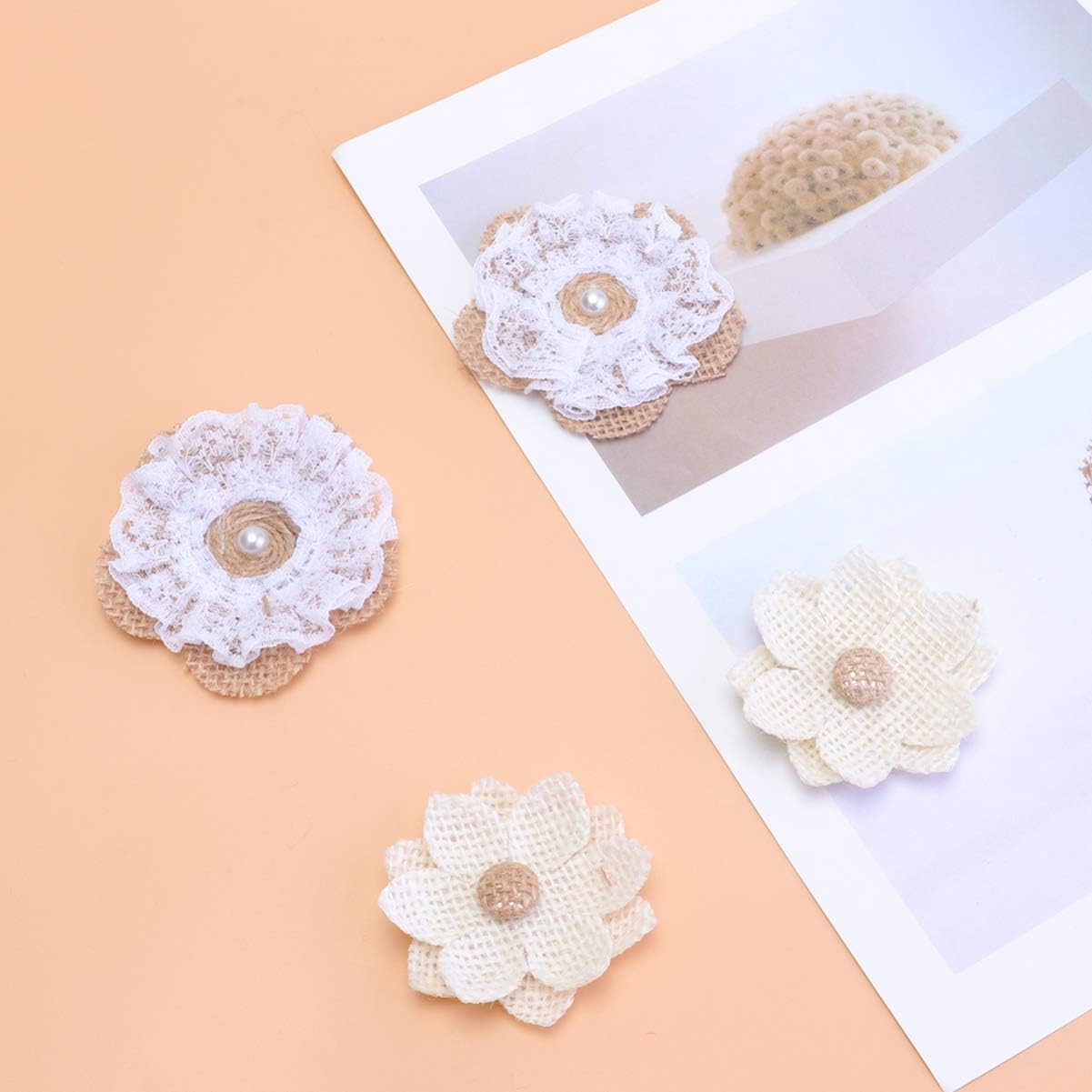 Thumbnail 2 de Healifty Rustic Burlap Flowers Decoration Set (24 pcs) for Wedding & DIY Crafts