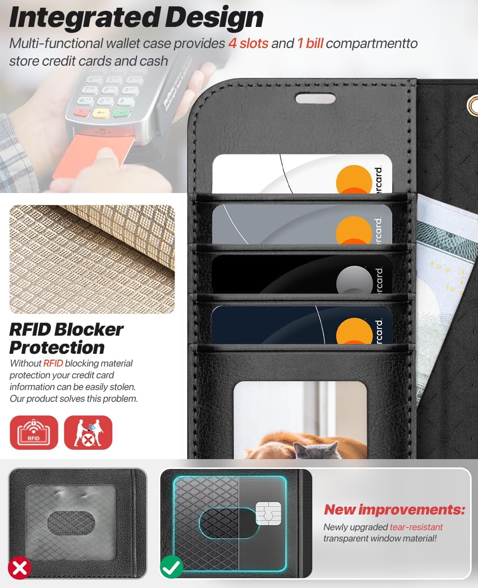 Detalle de OCASE iPhone Air Hülle Magnetische Lederhülle mit Kartenfach