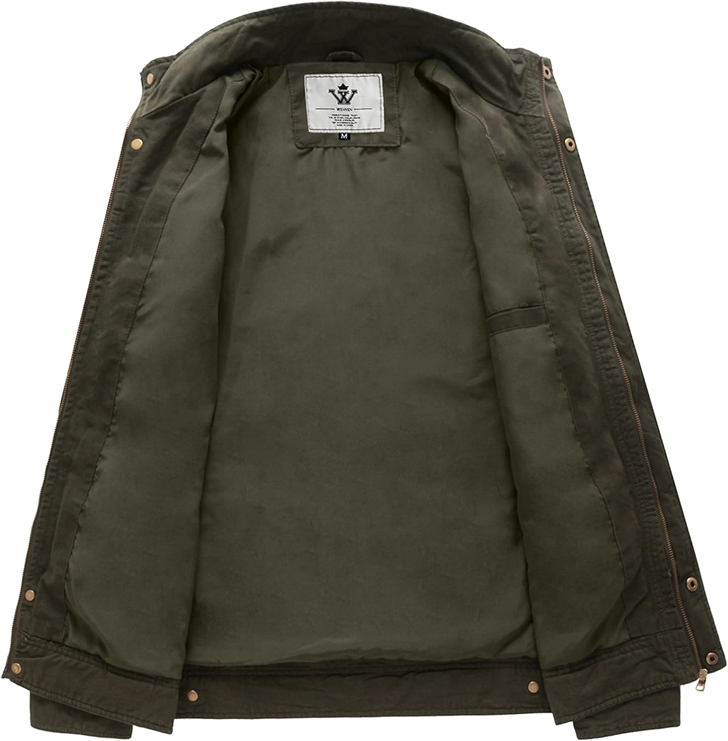 Thumbnail 2 de WenVen Giacca da Uomo in Cotone Classica con Zip Antivento e Tasche (giubbotto/cappotto casual)