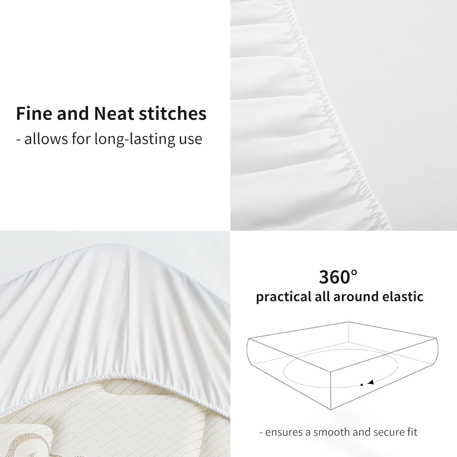 Thumbnail 4 de RUIKASI Superking Deep Fitted Sheet (Extra Deep Pocket) in White microfibre