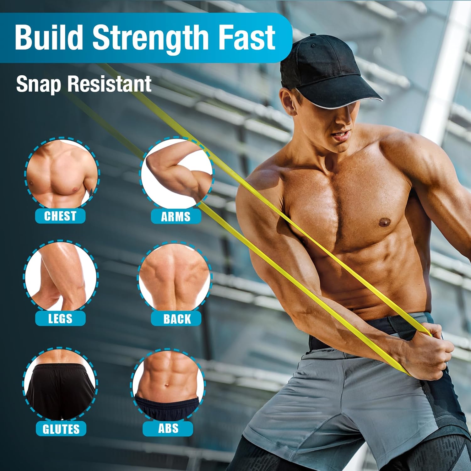 Detalle 2 de Beenax Resistance Bands Pull Up Set (5 Levels) with Grip Pads & Door Anchor