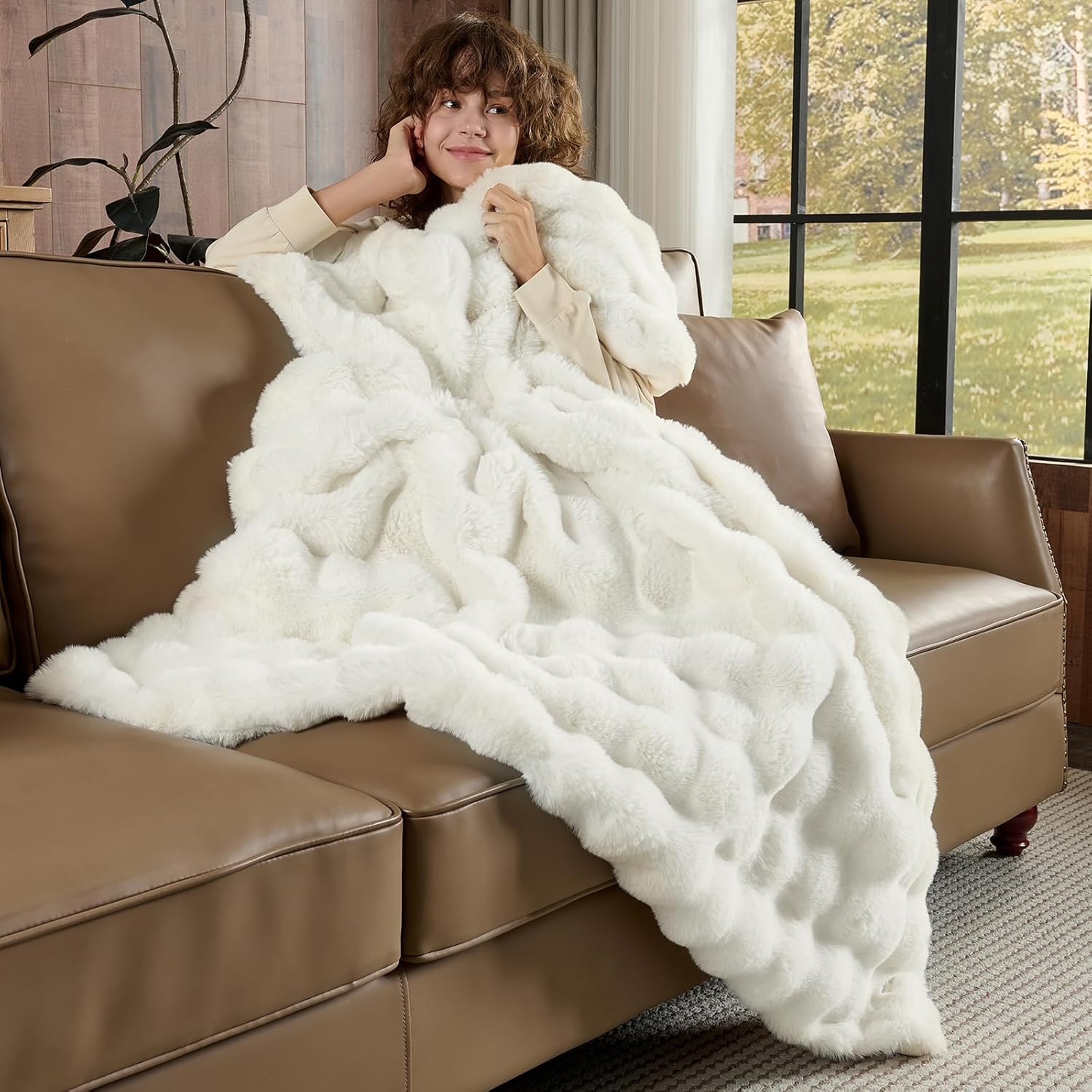 Thumbnail 3 de Lotus Karen Faux Fur Blanket Twin 60x80