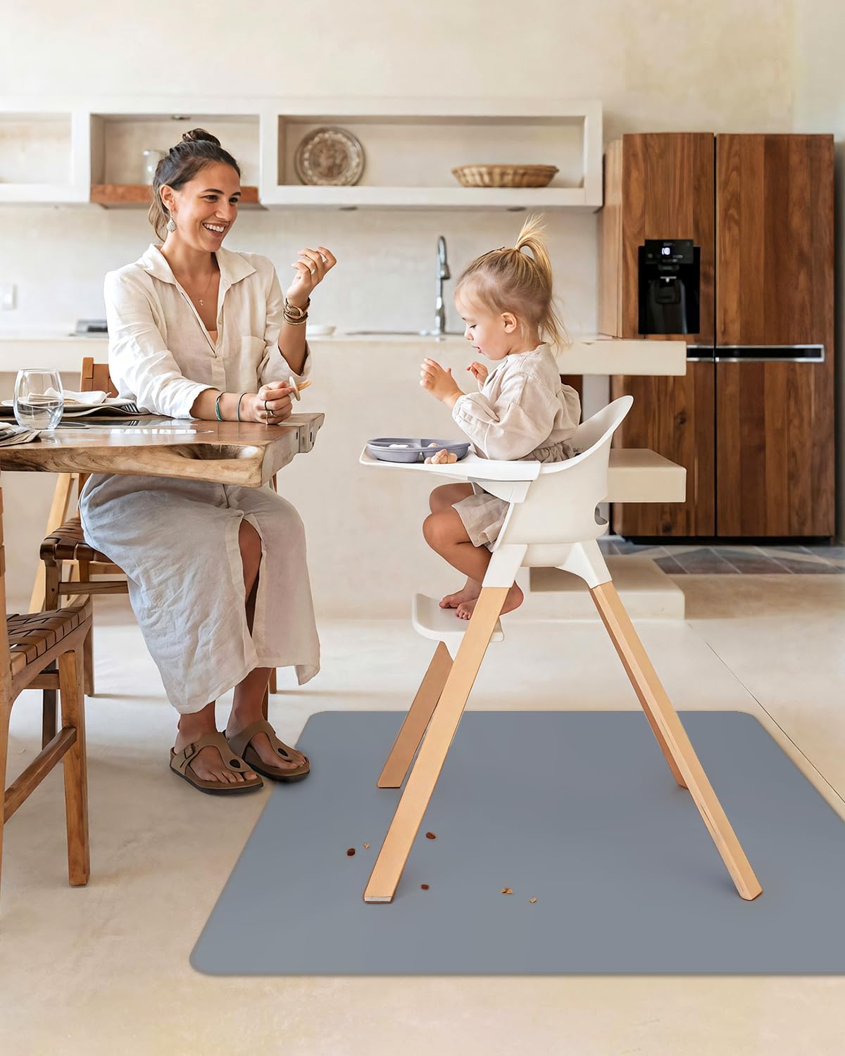 Thumbnail 3 de Blissful Diary Baby Splat Mat for Under High Chair (wipeable, waterproof, anti-slip) in Grey