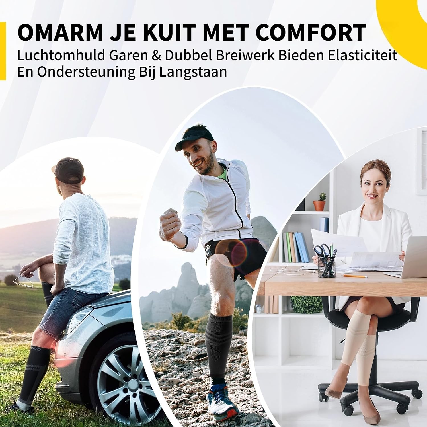 Detalle de CAMBIVO CFS10 compressiekousen zonder voet voor sport en dagelijks gebruik