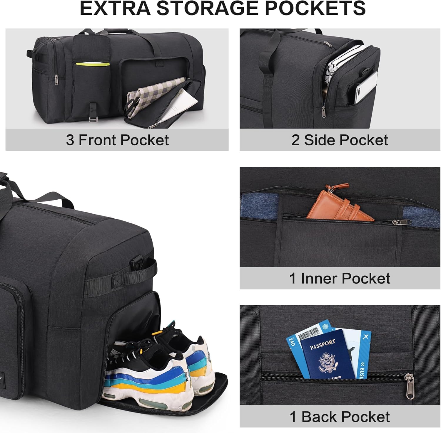 Detalle de YOUNGOA 120L foldable travel duffel bag