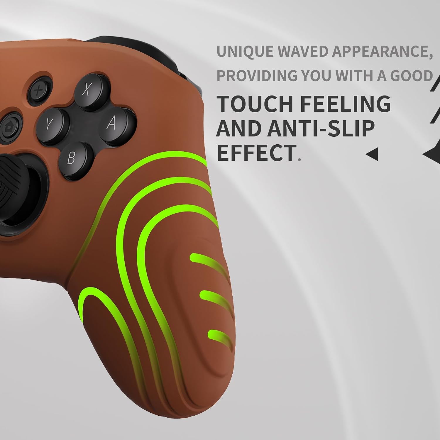 Thumbnail 3 de PlayVital Samurai Edition: Ergonomic Silicone Skin for Nintendo Switch Pro Controller (Signal Brown)