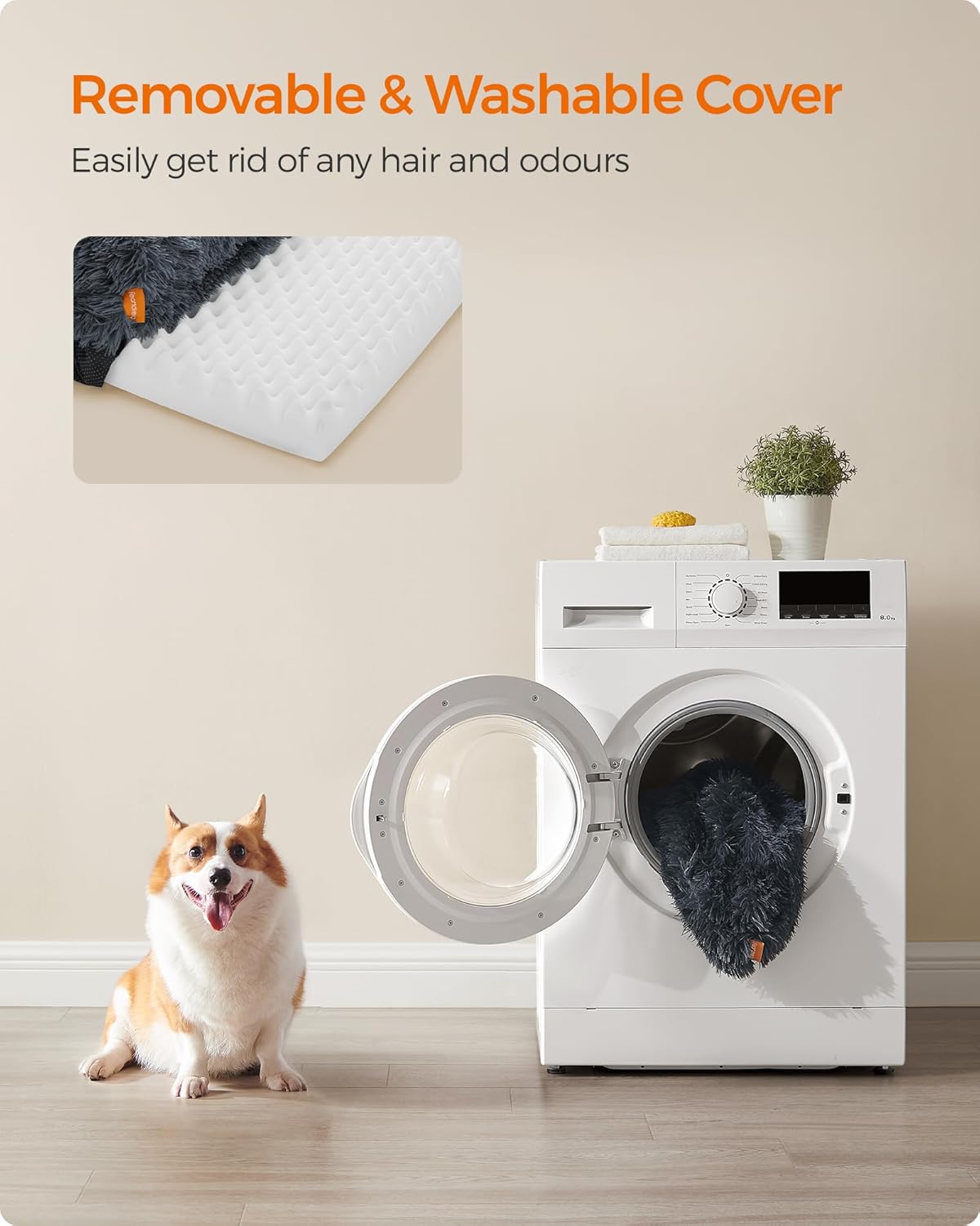Thumbnail 6 de Feandrea FluffyHug Large Dog Bed with Egg Crate Foam and Removable Cover