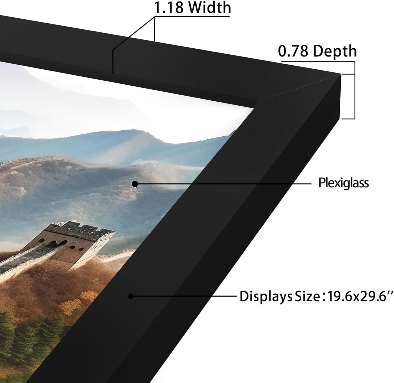 Thumbnail 6 de Picrit 24x32 Poster Frame (Black) — Engineered Wood Picture Frame for Horizontal or Vertical Wall Mounting