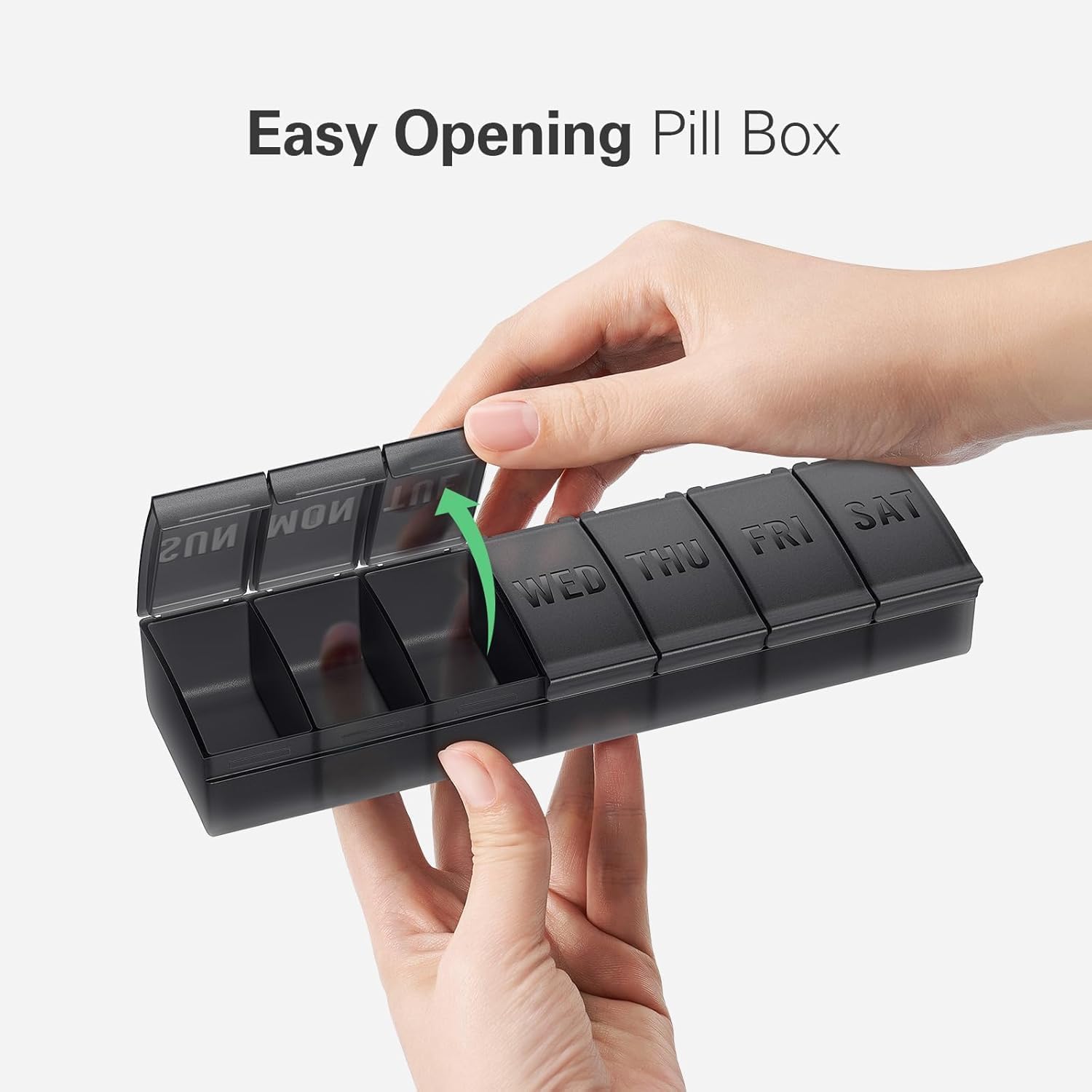 Thumbnail 2 de INZOO Z-003 Large Weekly Pill Organizer 2-Pack, Easy-Open, Black and White