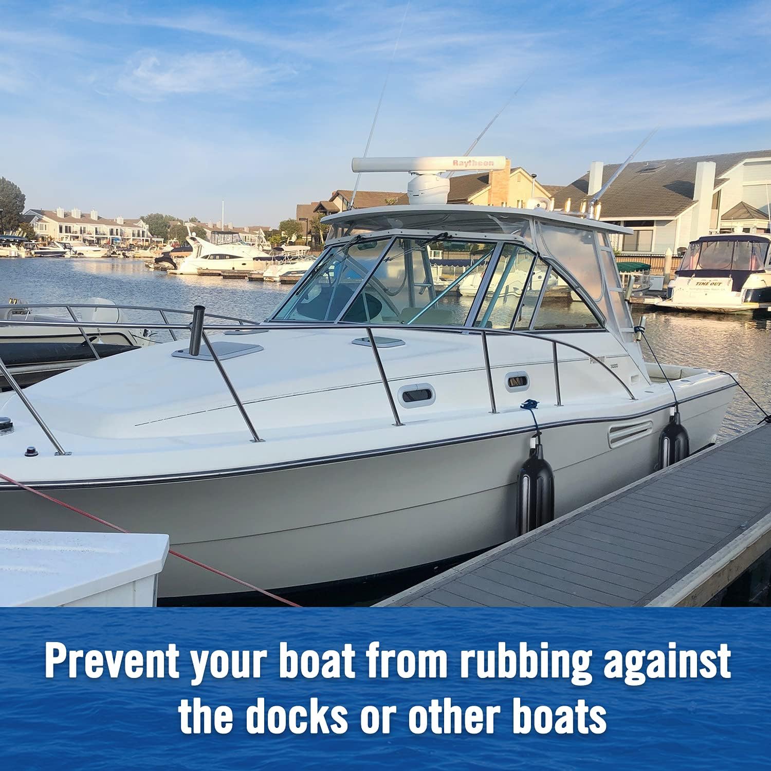 Detalle 2 de Affordura Boat Fender 4 Pack: 4x 6.5-Inch Boating Fenders with Ropes, Pump and Storage Bag