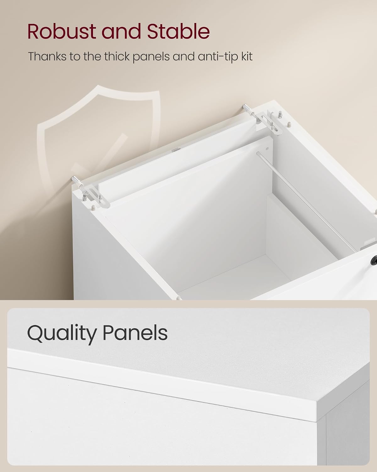 Detalle de VASAGLE CUSTOS OFC082W02 Filing Cabinet, 4 Lockable Drawers, Printer Stand
