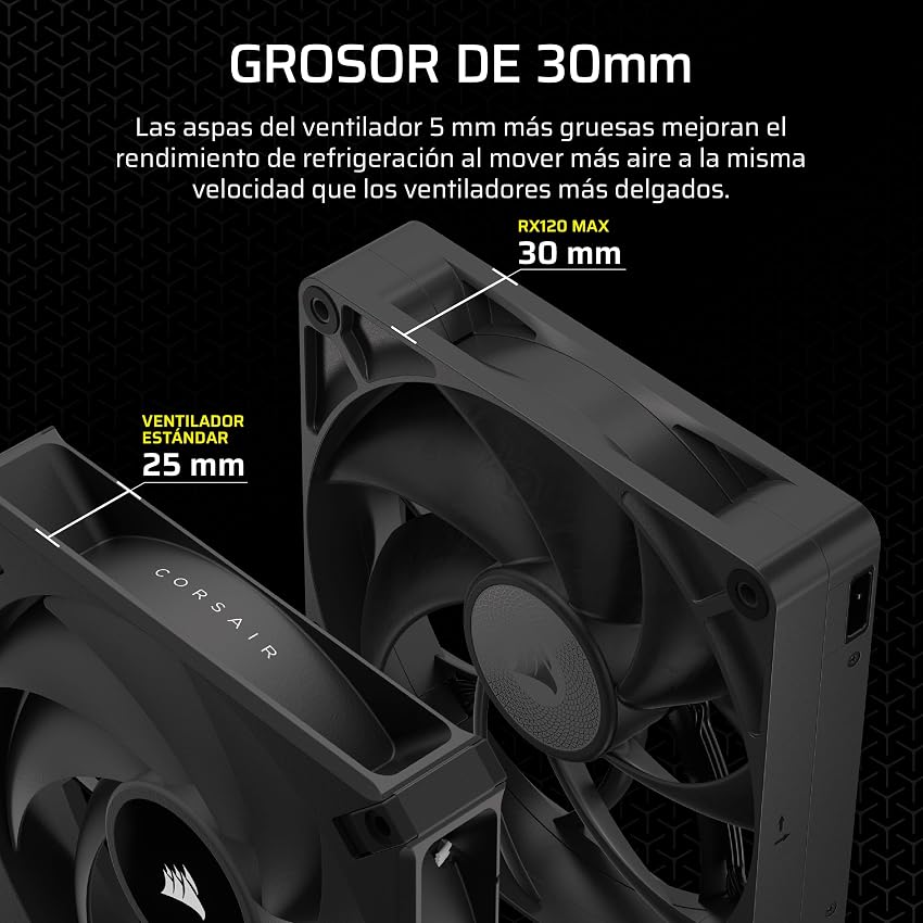 Detalle de CORSAIR iCUE Link RX120 MAX ventilador 120 mm 2.000 RPM