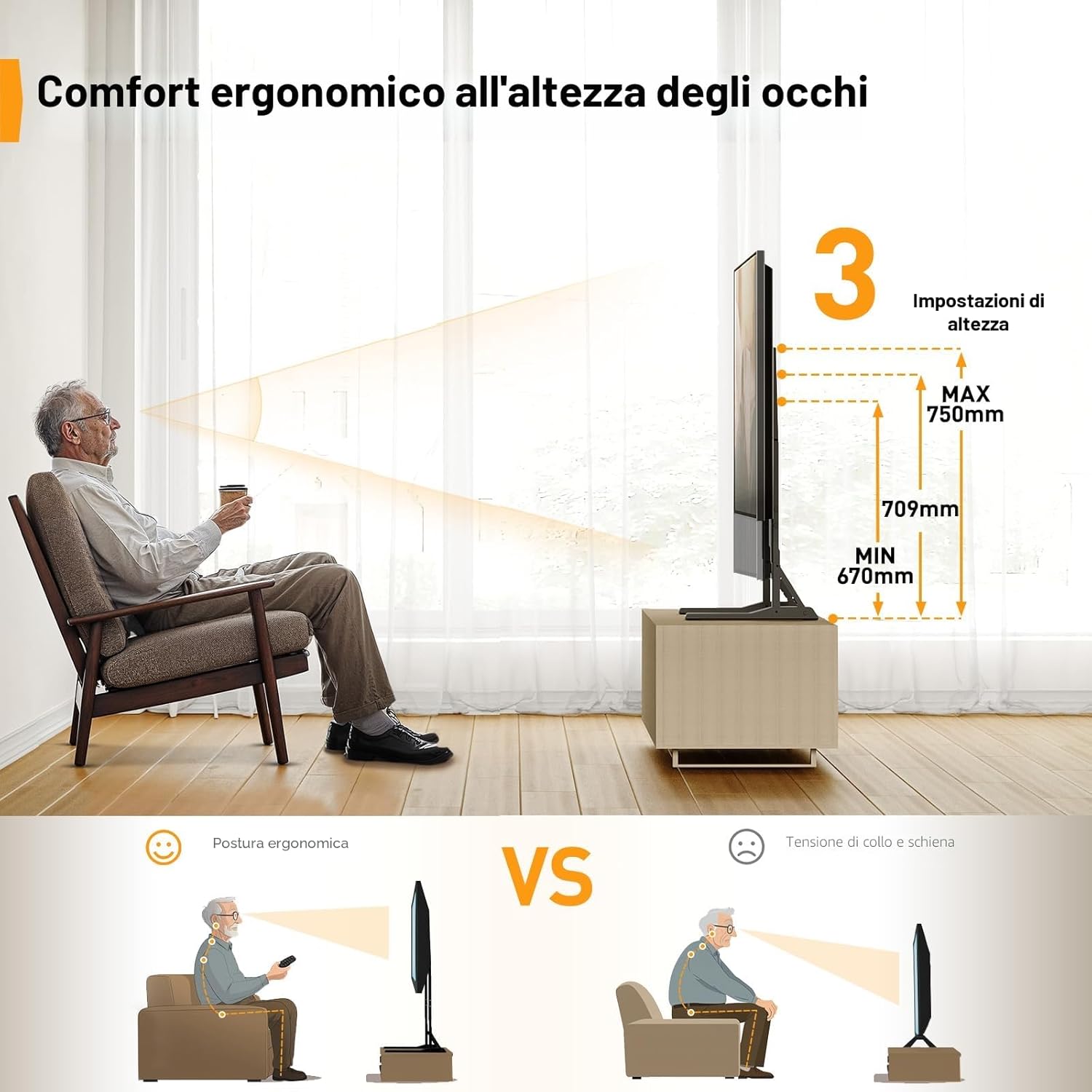 Thumbnail 3 de Perlegear Supporto TV da Tavolo 22–70