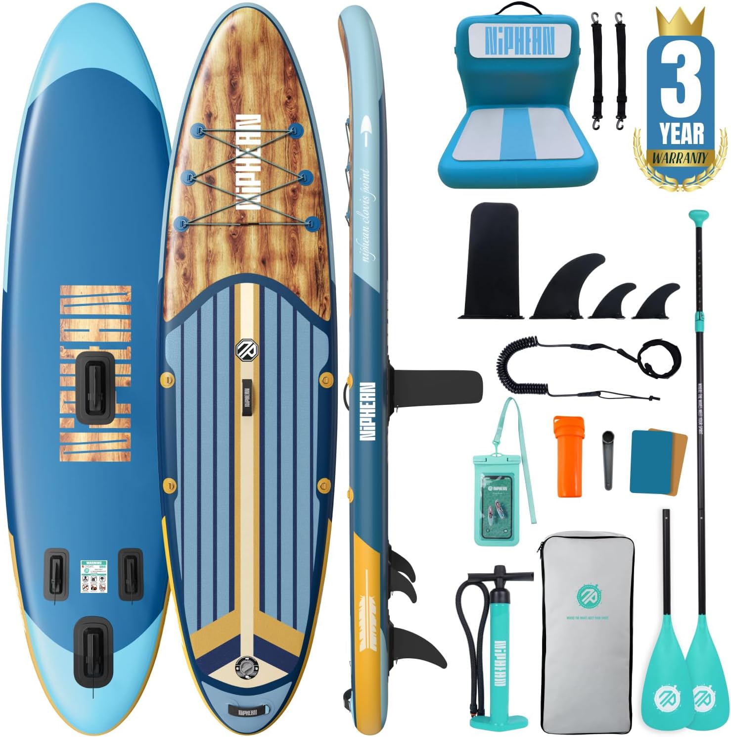 Detalle de Niphean SUPNP320 opblaasbaar SUP-board met zitje, 320 cm en 200 kg draagkracht