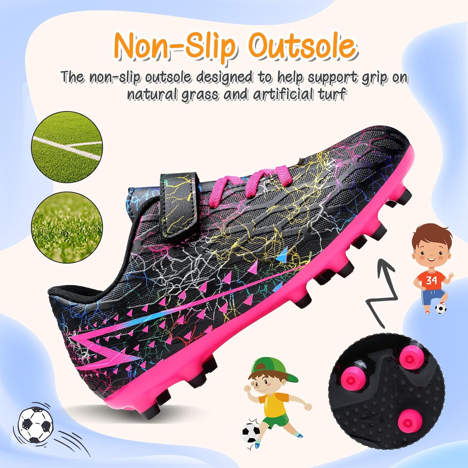 Thumbnail 1 de Hanani Kids Boys Girls FG/AG Football Boots (FG/AG) – breathable synthetic trainers for indoor & outdoor