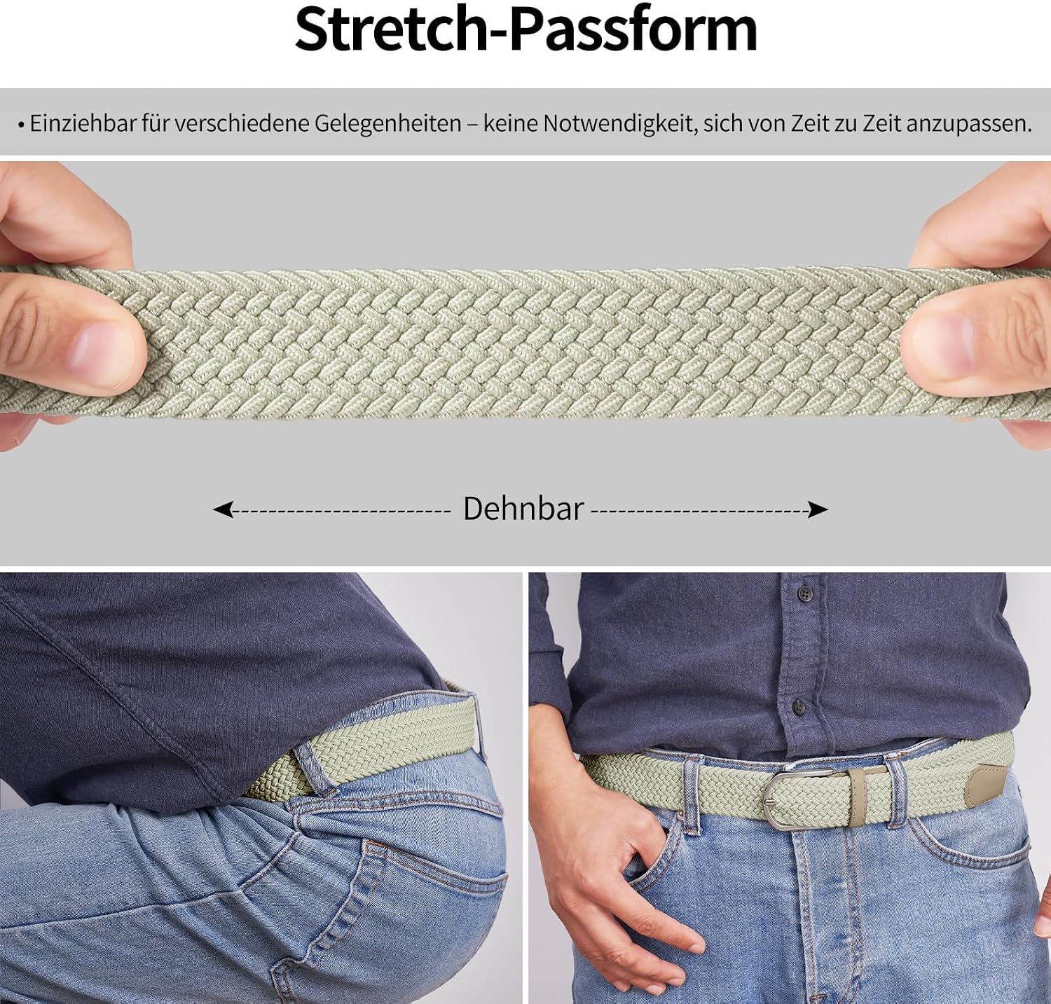 Thumbnail 3 de TANGCHAO Stoffgürtel Stretchgürtel 3.3 cm
