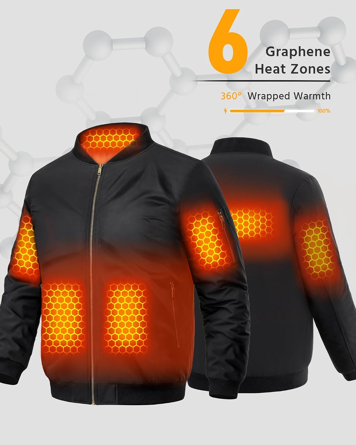 Detalle 2 de Wulcea WX-184F Graphene Heated Jacket for Men, 12V, 18,400mAh