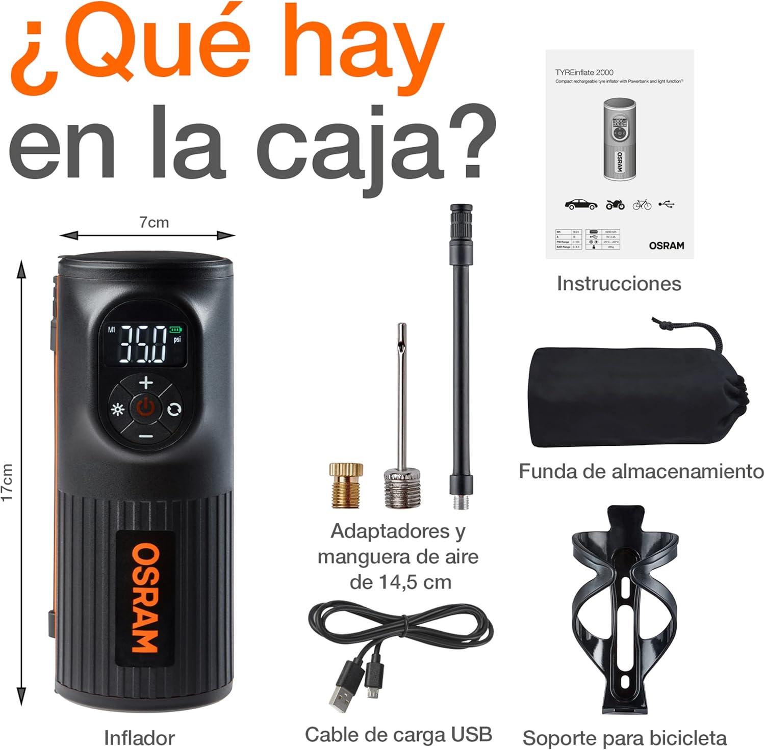Thumbnail 2 de OSRAM TYREinflate 2000 compresor portátil USB