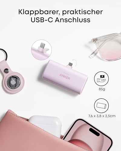 Detalle de Anker Nano 5000mAh Powerbank – 22,5 W Max mit faltbarem USB-C Stecker
