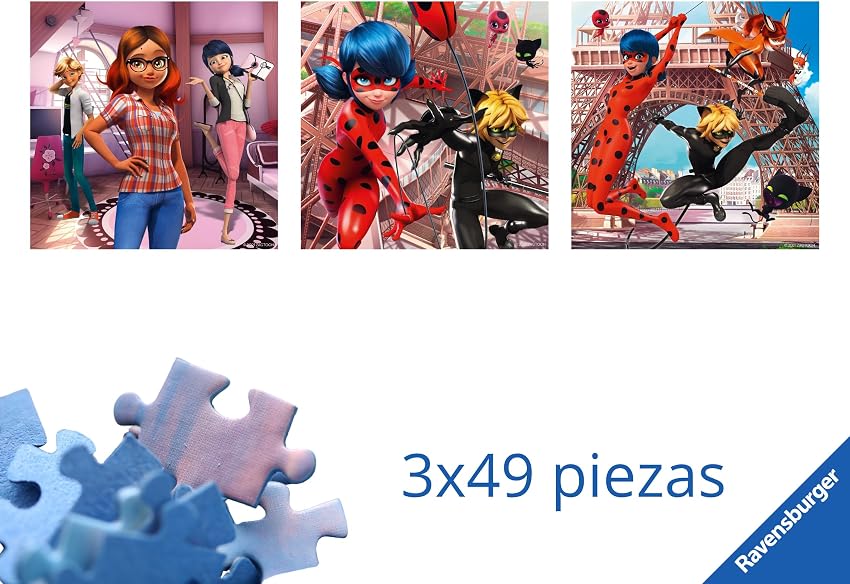 Thumbnail 1 de Ravensburger Puzzles Miraculous 3×49 piezas 🧩
