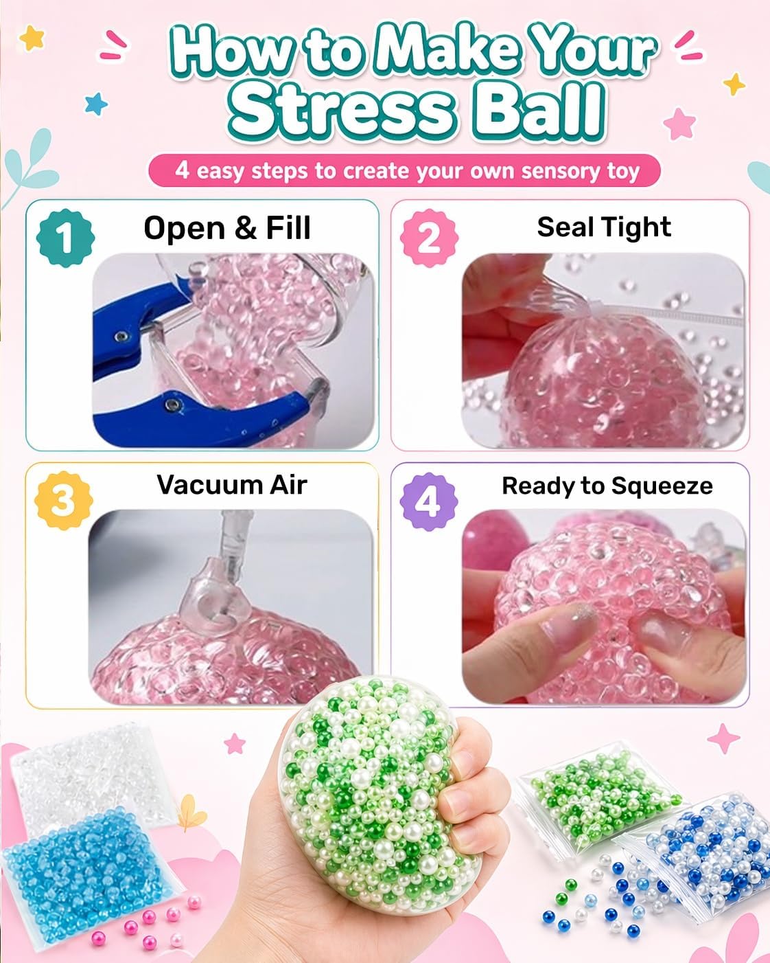 Thumbnail 6 de Donpidd DIY Stress Ball Making Kit with 15 TPR Skins and 8 Fillers