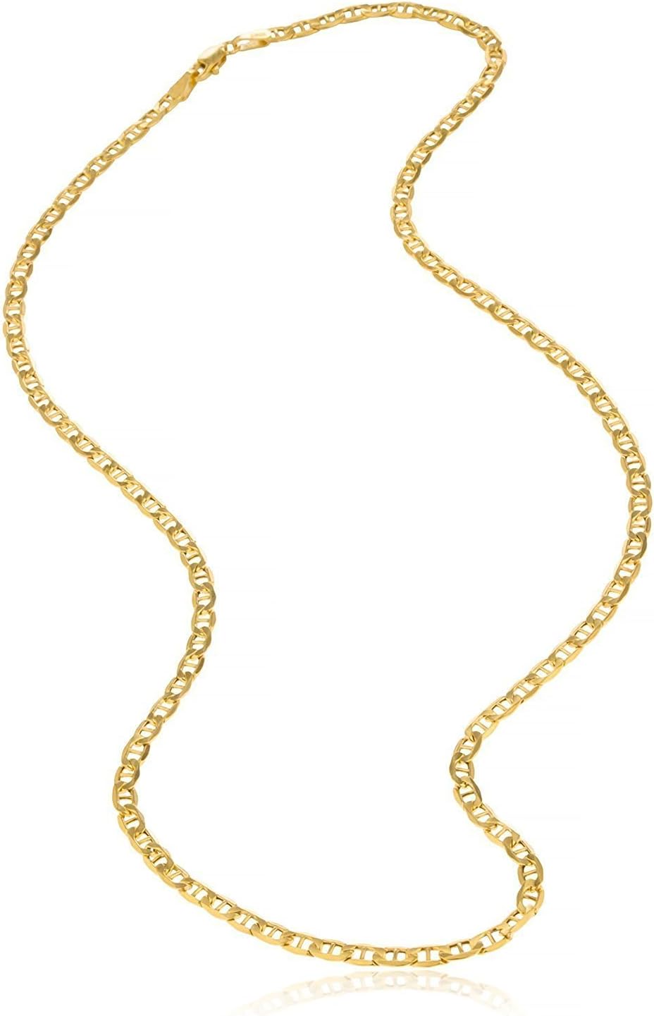 Detalle de Catena in oro giallo 585 da 14 carati con maglia piatta marinara – lunghezza scegliibile, 3,1 mm di ampiezza