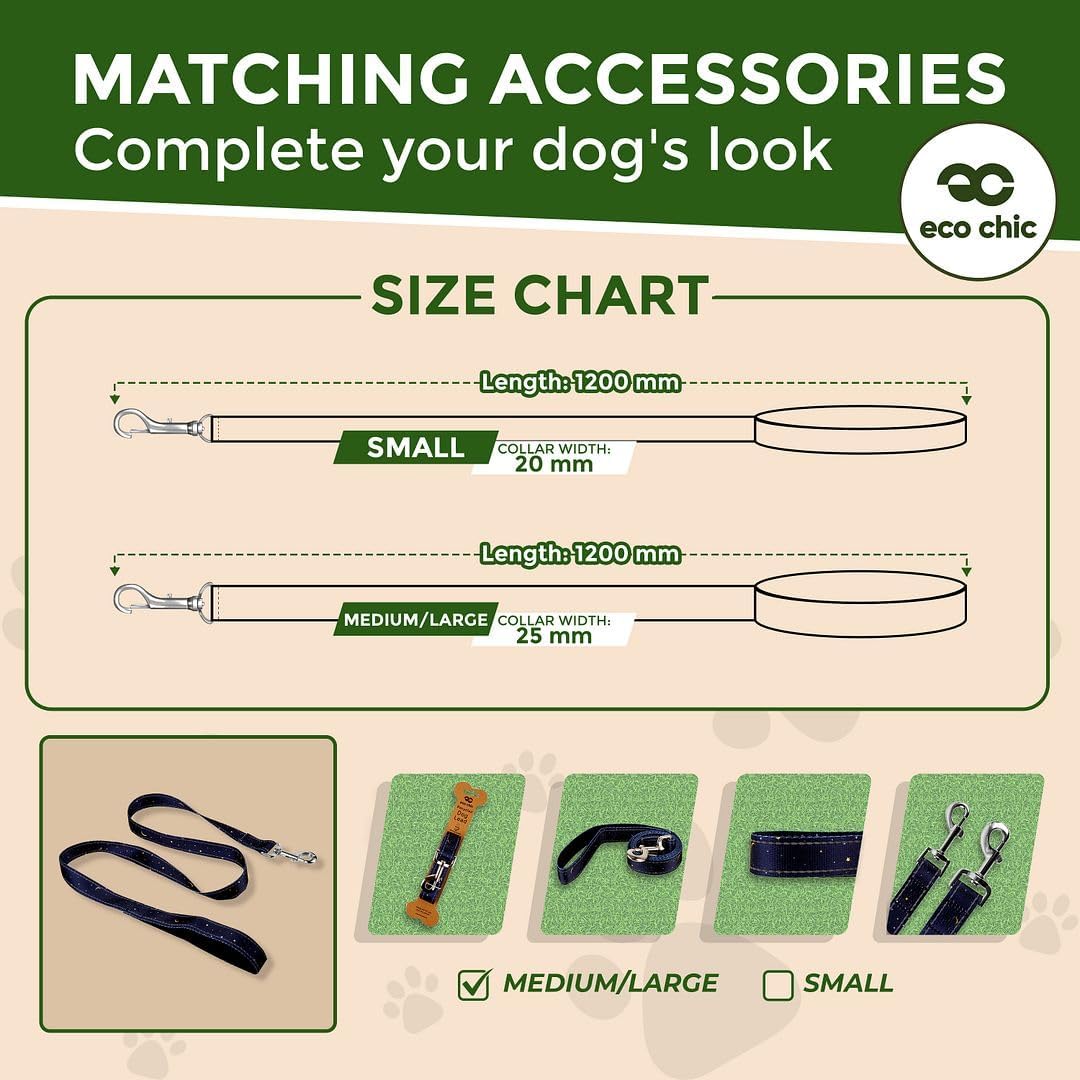 Thumbnail 2 de Eco Chic Recycled Dog Lead Double Sided Reflective Machine Washable (Stars and Moons Navy, Medium/Large)