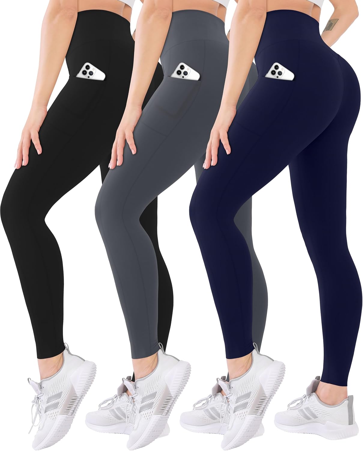 Detalle de Blisset 3-Pack High-Waisted Leggings for Women with Pockets