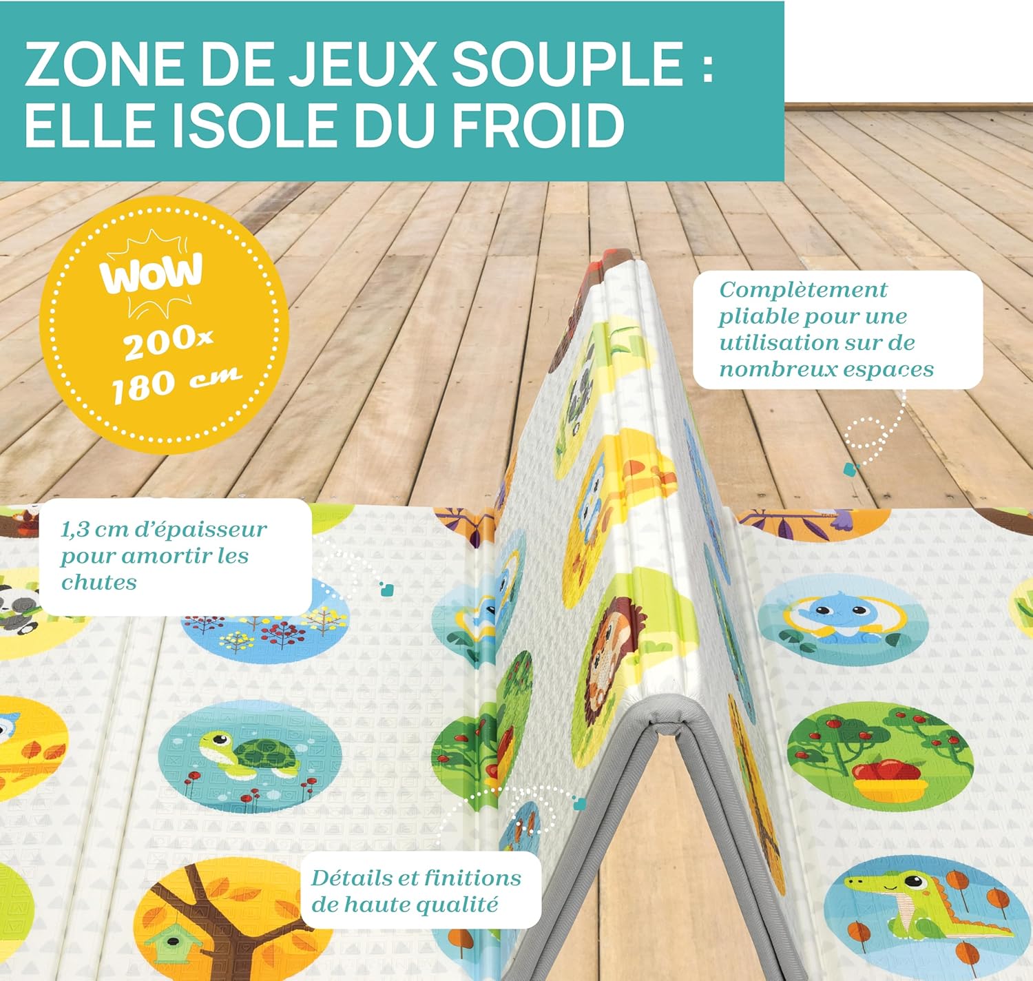 Thumbnail 3 de Chicco Tapis de jeu Maxi pliable double face Géant 200x180 cm, épaisseur 1,3 cm