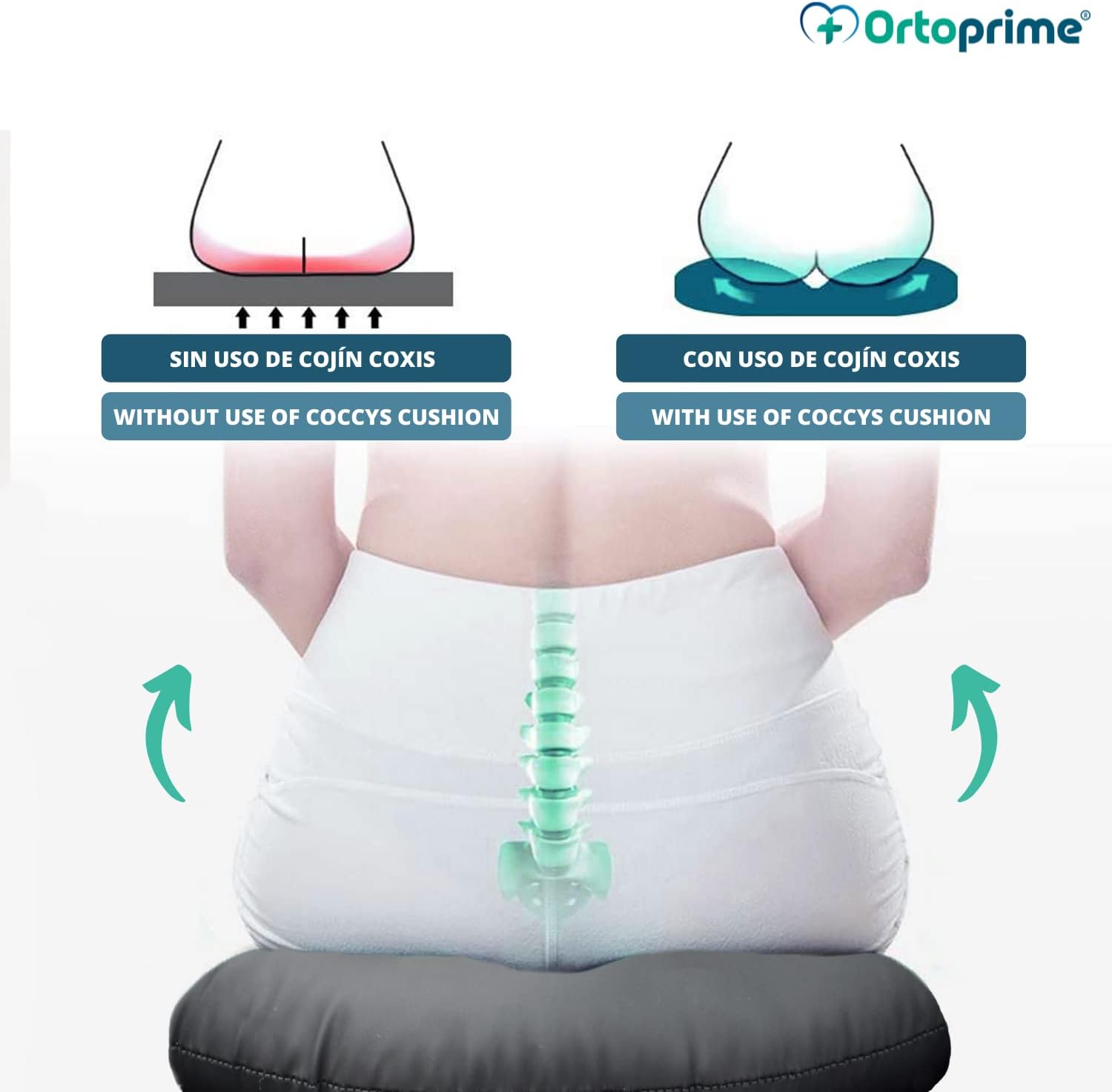Detalle de OrtoPrime Koxis Float – okrągła poduszka przeciwhemoroidalna, wodoodporna