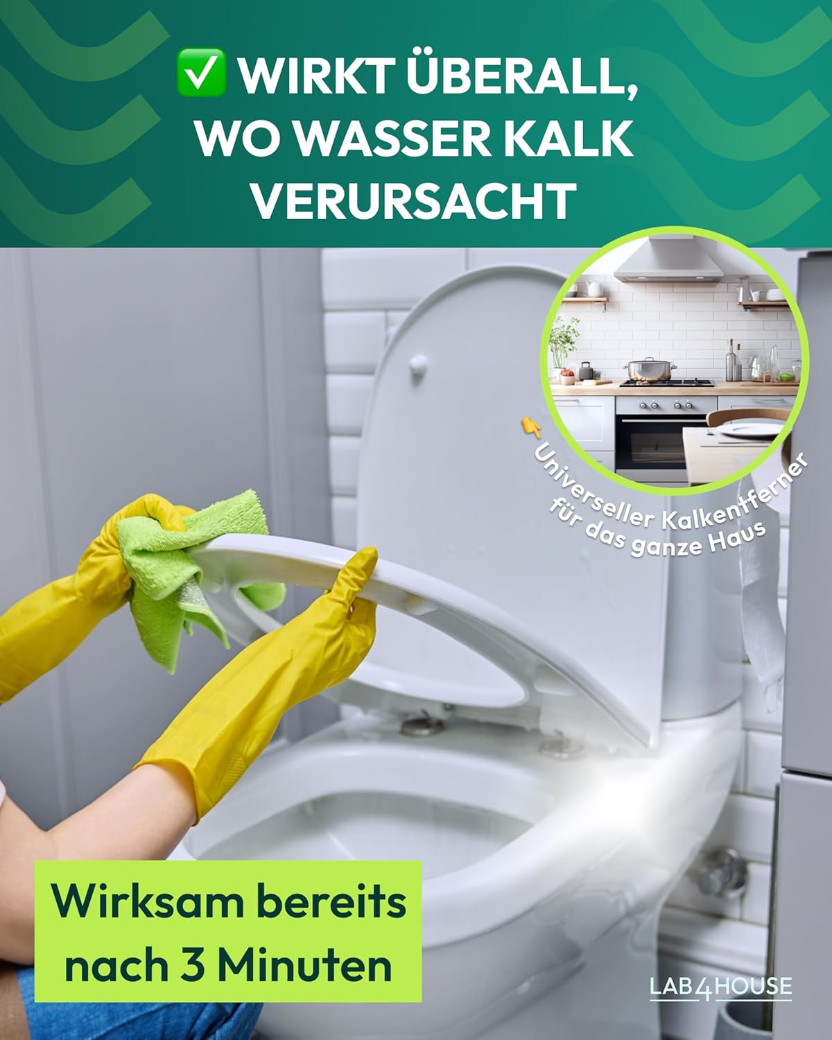 Thumbnail 4 de Lab4House Anti-Kalk Spray 1000 ml – Profi-Entkalker gegen Kalk, Rost & Urinstein für Bad und Küche