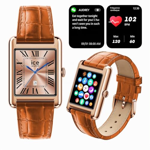Thumbnail 1 de ICE-WATCH Ice Smart TKS 2.0 Rose-Gold Cognac Croco — Montre connectée féminine avec bracelet cuir