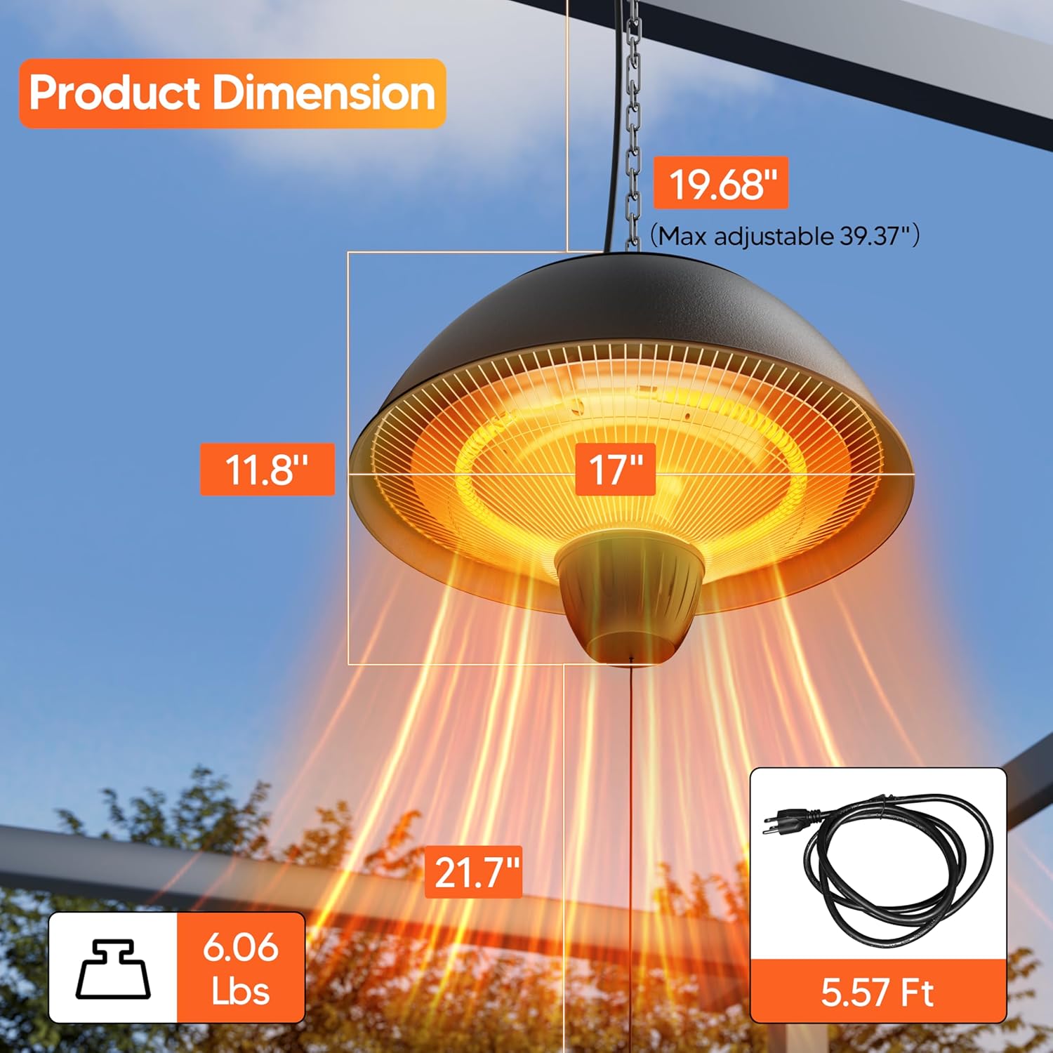 Detalle de 1500W Infrared Patio Heater ⚡