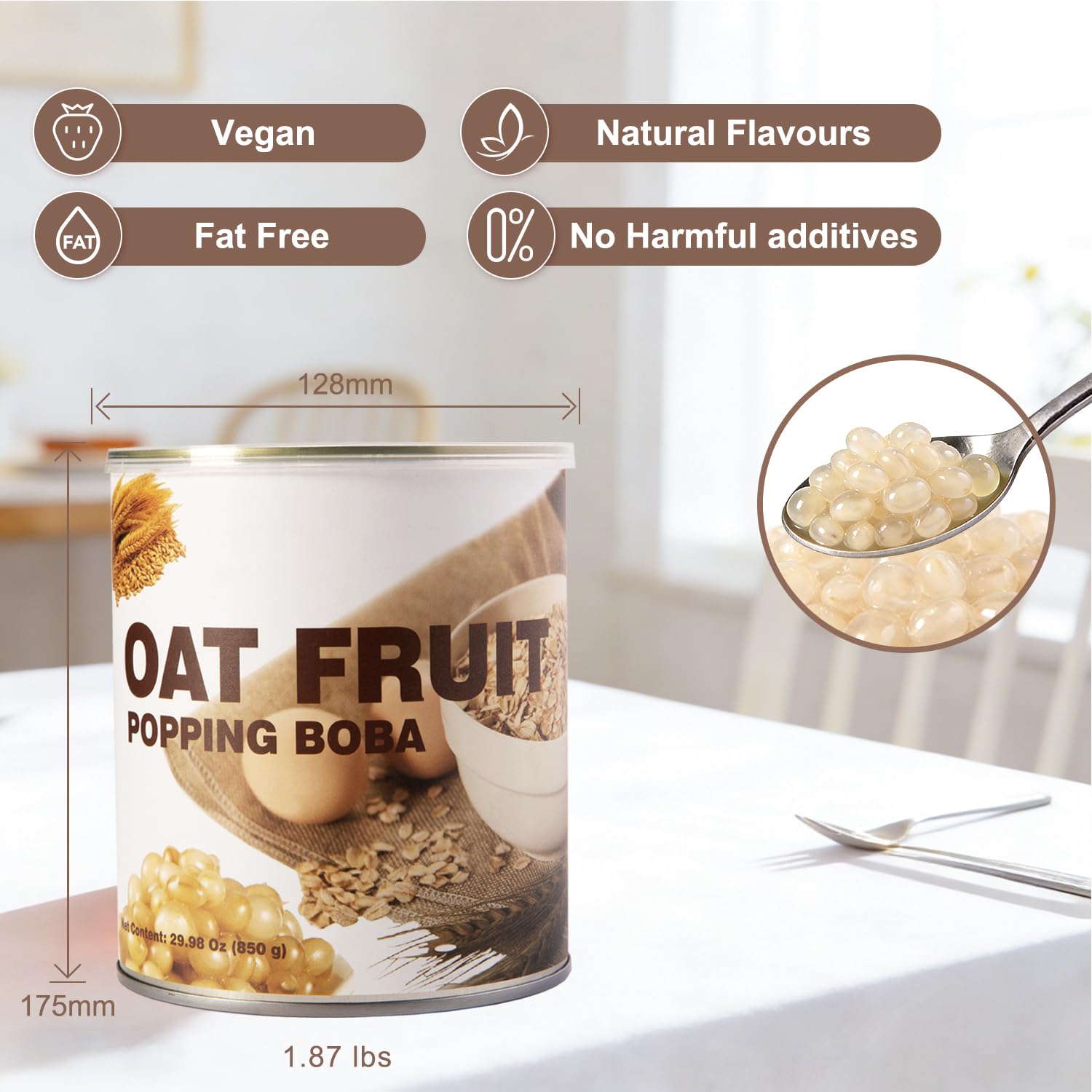 Detalle de T&Tea Oat Popping Boba Pearls, 1.87 lb Ready-to-Eat Beverage and Dessert Topping