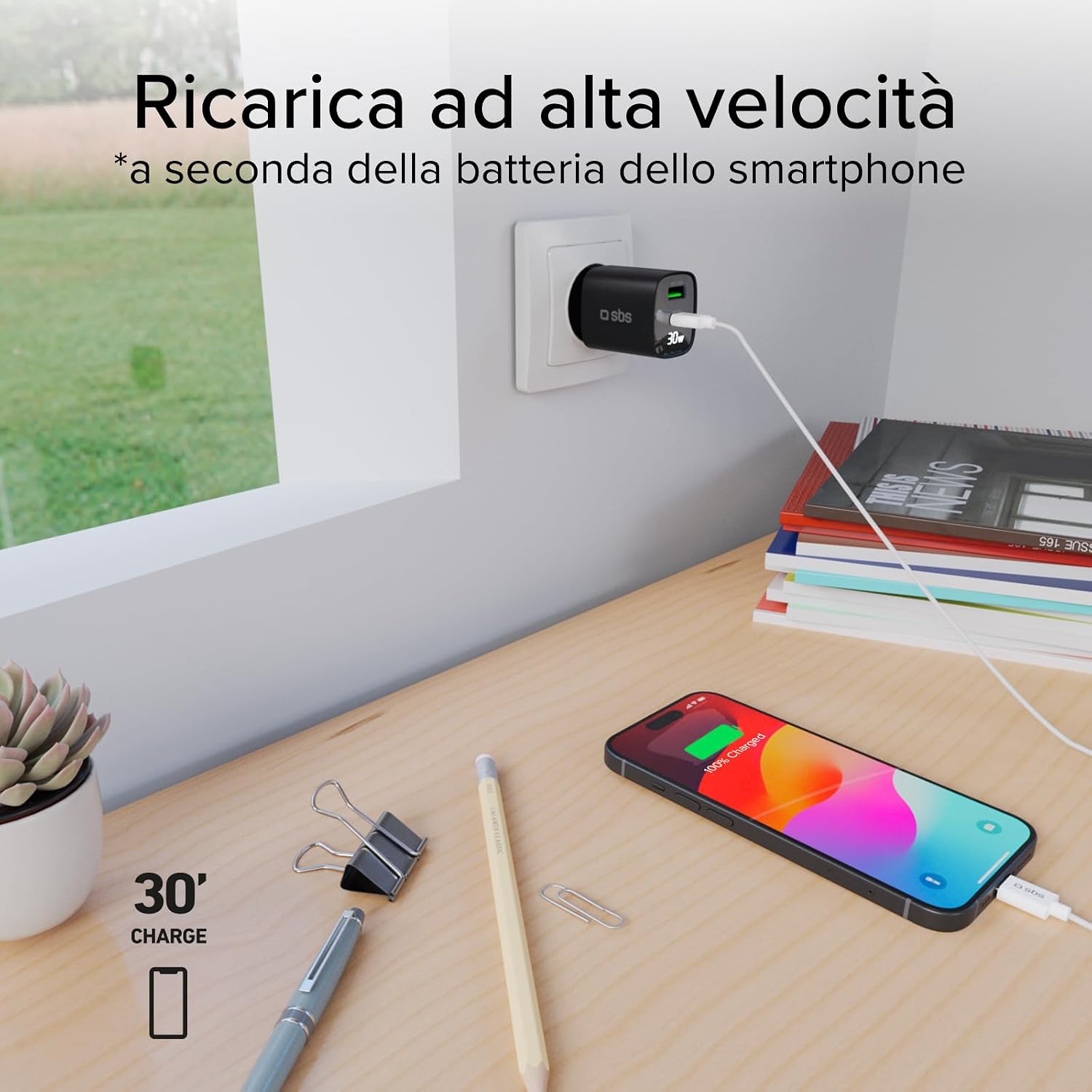 Thumbnail 5 de SBS Alimentatore LCD USB-C 30W GaN PD