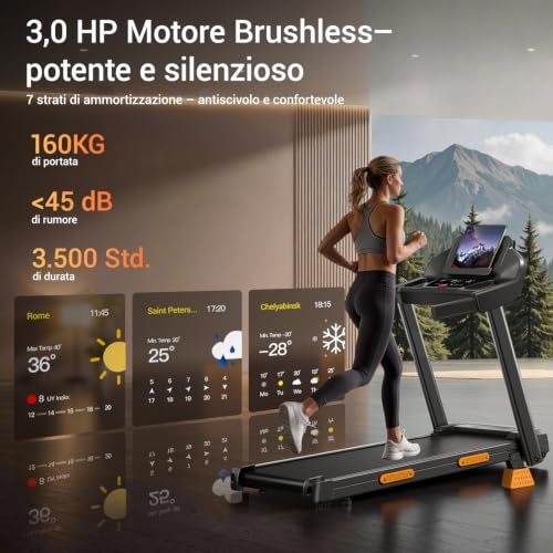 Detalle de CURSOR FITNESS CURSOR Tapis Roulant Salvaspazio con inclinazione 15% – allenamento domestico versatile