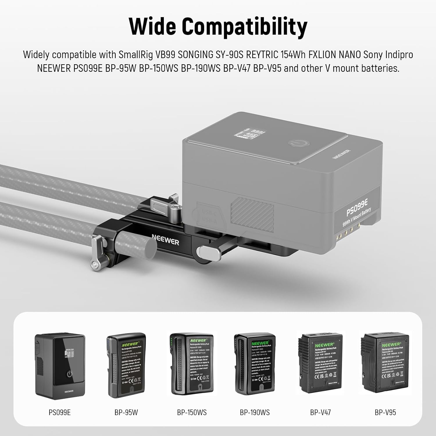 Thumbnail 2 de Neewer mini piastra batteria V Mount con morsetti LWS 15 mm, inclinabile 180° e pieghevole a forma di L