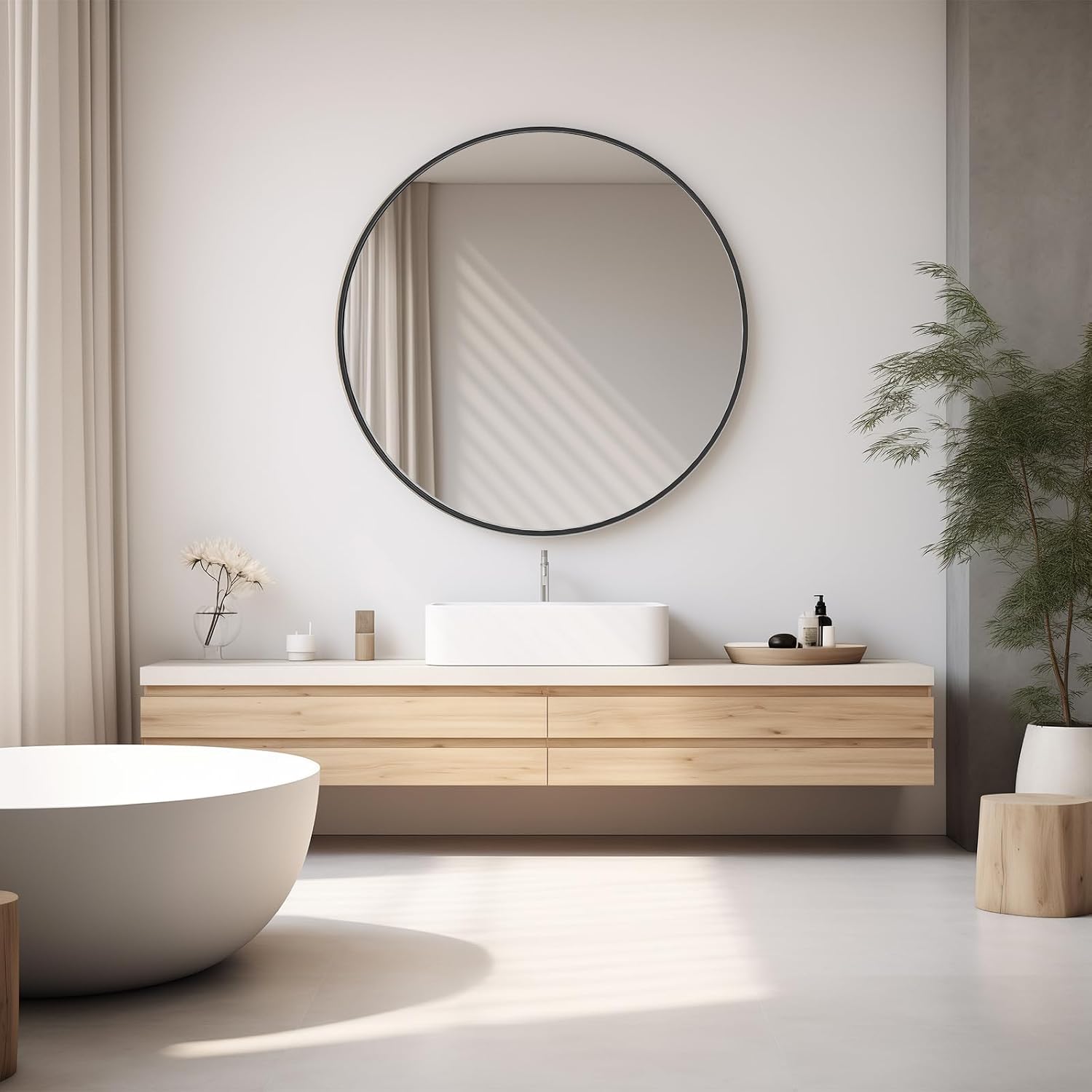 Detalle 1 de Sweetcrispy Round Wall Mirror, 36.2 Inch